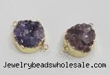 NGC419 20mm coin druzy amethyst gemstone connectors wholesale