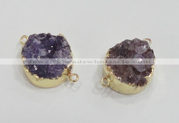 NGC419 20mm coin druzy amethyst gemstone connectors wholesale