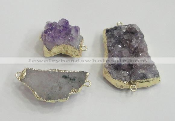 NGC438 20*25mm - 25*30mm freeform druzy amethyst gemstone connectors