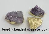 NGC439 20*25mm - 25*30mm freeform druzy amethyst gemstone connectors