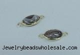 NGC457 10*14mm oval Botswana agate gemstone connectors wholesale