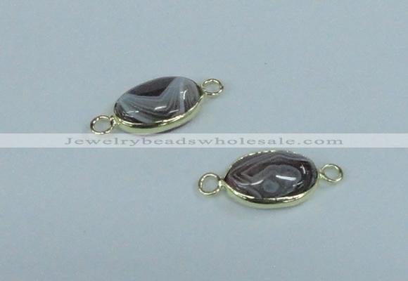 NGC457 10*14mm oval Botswana agate gemstone connectors wholesale