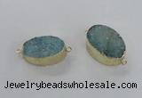 NGC474 20*30mm oval druzy agate gemstone connectors wholesale