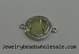 NGC5023 20mm flat round lemon quartz with rhinestone connectors