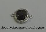 NGC5024 20mm flat round labradorite with rhinestone connectors