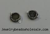 NGC5043 12mm - 14mm flat round druzy agate with rhinestone connectors