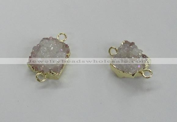 NGC505 8*10mm - 12*14mm freeform plated druzy agate connectors