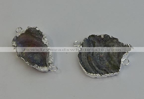 NGC5063 30*40mm - 38*42mm freeform druzy agate connectors