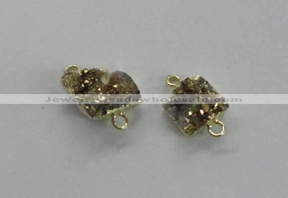 NGC507 8*10mm - 12*14mm freeform plated druzy agate connectors