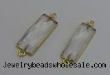 NGC5075 12*30mm - 15*35mm faceted rectangle white crystal connectors