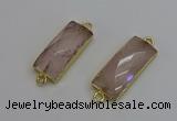 NGC5077 12*30mm - 15*35mm faceted rectangle rose quartz connectors