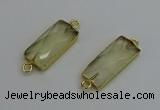 NGC5078 12*30mm - 15*35mm faceted rectangle lemon quartz connectors