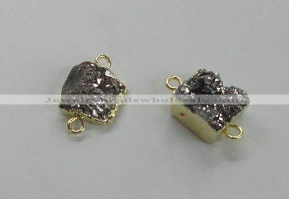 NGC508 8*10mm - 12*14mm freeform plated druzy agate connectors