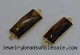 NGC5086 12*30mm - 15*35mm faceted rectangle yellow tiger eye connectors