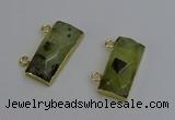 NGC5100 12*30mm - 15*35mm rectangle green rutilated quartz connectors