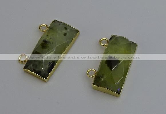 NGC5100 12*30mm - 15*35mm rectangle green rutilated quartz connectors