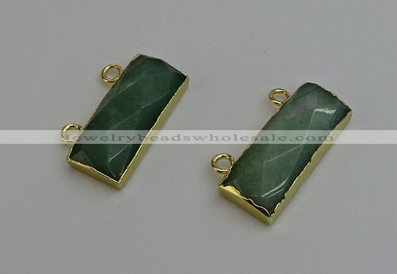 NGC5104 12*30mm - 15*35mm faceted rectangle green aventurine connectors