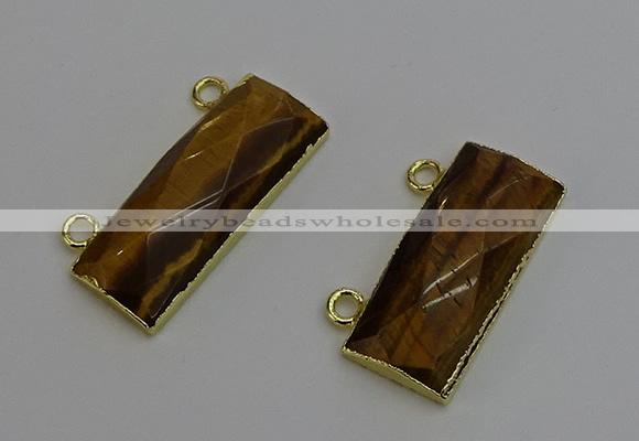 NGC5106 12*30mm - 15*35mm faceted rectangle yellow tiger eye connectors