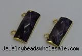 NGC5108 12*30mm - 15*35mm faceted rectangle amethyst connectors