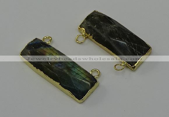 NGC5109 12*30mm - 15*30mm faceted rectangle labradorite connectors