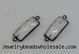 NGC5188 12*30mm - 15*30mm faceted rectangle white crystal connectors