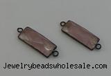 NGC5189 12*30mm - 15*30mm faceted rectangle rose quartz connectors