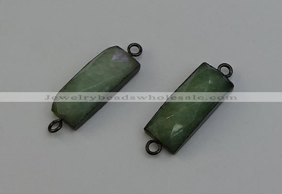 NGC5194 12*30mm - 15*30mm faceted rectangle green aventurine connectors