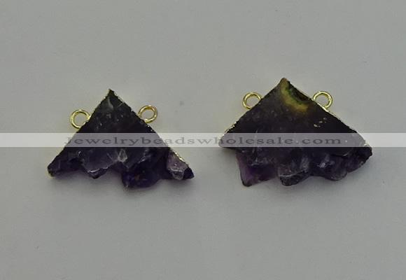 NGC5221 22*30mm - 25*35mm freeform druzy amethyst connectors