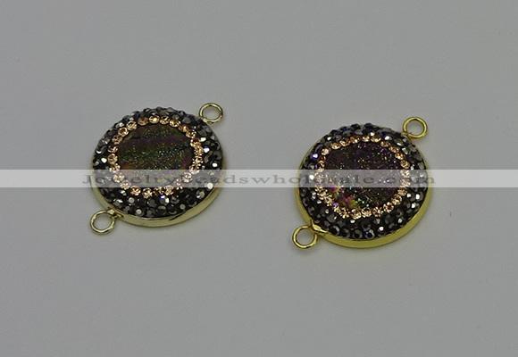 NGC5315 20mm - 22mm coin plated druzy agate connectors