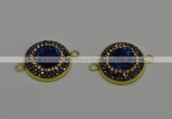 NGC5318 20mm - 22mm coin plated druzy agate connectors