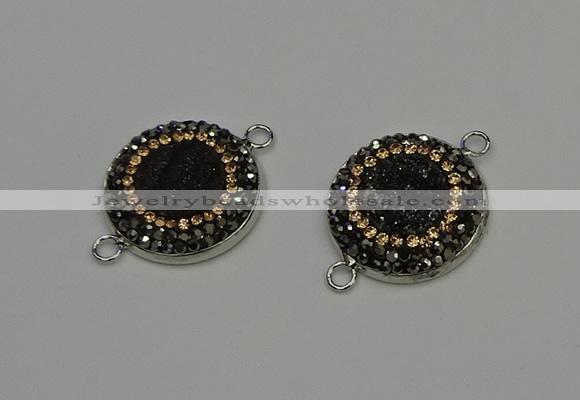 NGC5328 20mm - 22mm coin plated druzy agate connectors