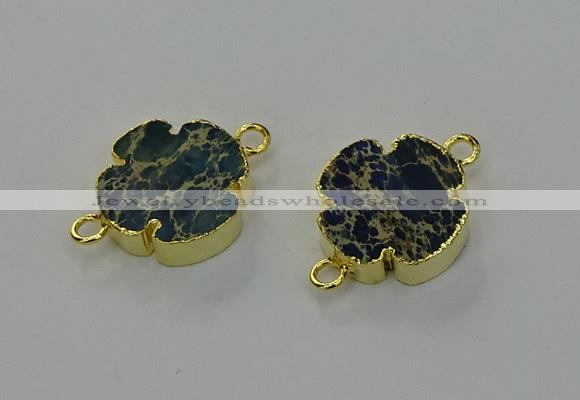 NGC5344 20mm flower sea sediment jasper connectors wholesale