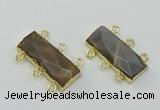 NGC5365 12*30mm - 15*30mm faceted rectangle moonstone connectors