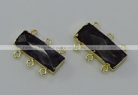 NGC5367 12*30mm - 15*30mm faceted rectangle amethyst connectors