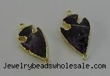 NGC5384 20*35mm - 25*40mm arrowhead amethyst gemstone connectors