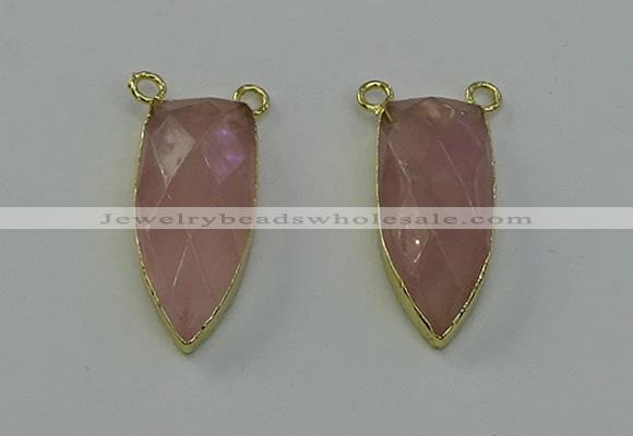 NGC5399 16*35mm - 18*40mm arrowhead rose quartz connectors