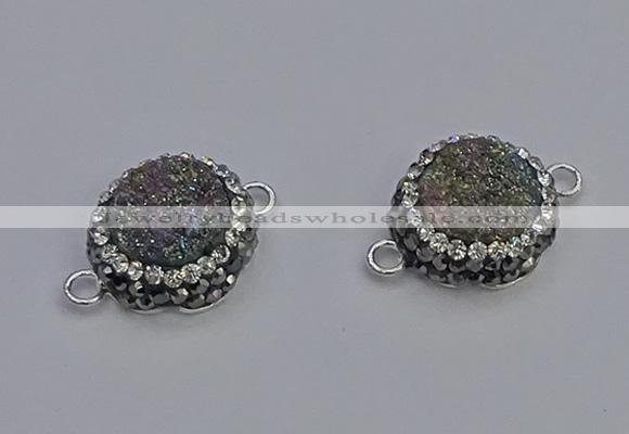 NGC5463 14mm - 15mm flower plated druzy agate connectors wholesale