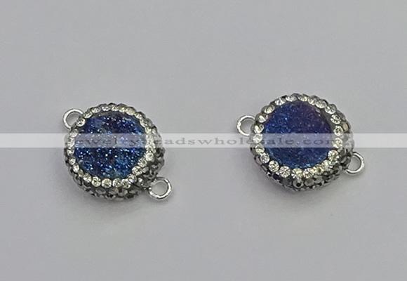 NGC5465 14mm - 15mm flower plated druzy agate connectors wholesale