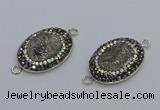 NGC5470 18*25mm oval plated druzy agate gemstone connectors