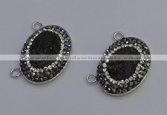 NGC5491 18*25mm oval plated druzy agate gemstone connectors