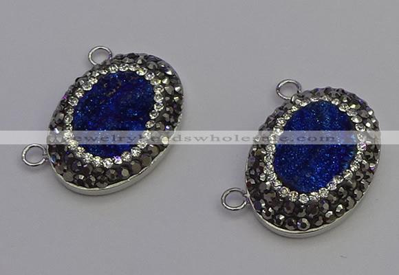 NGC5495 18*25mm oval plated druzy agate gemstone connectors