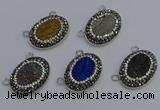 NGC5498 18*25mm oval plated druzy agate gemstone connectors