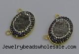 NGC5500 18*25mm oval plated druzy agate gemstone connectors