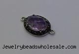 NGC5527 16*20mm oval light amethyst connectors wholesale