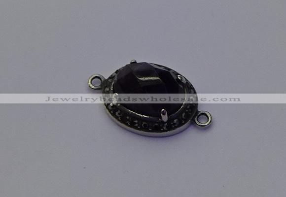 NGC5528 16*20mm oval amethyst gemstone connectors wholesale