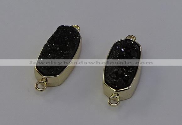 NGC5566 10*22mm - 12*25mm freeform plated druzy quartz connectors