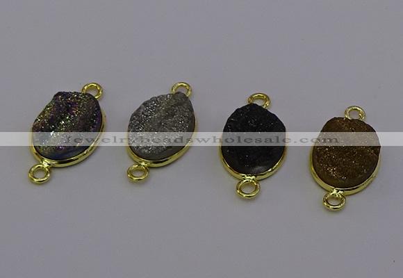 NGC5591 12*16mm oval plated druzy agate connectors wholesale