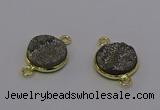 NGC5594 15mm - 16mm coin plated druzy agate connectors wholesale