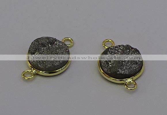 NGC5594 15mm - 16mm coin plated druzy agate connectors wholesale