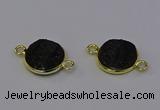 NGC5601 15mm - 16mm coin plated druzy agate connectors wholesale